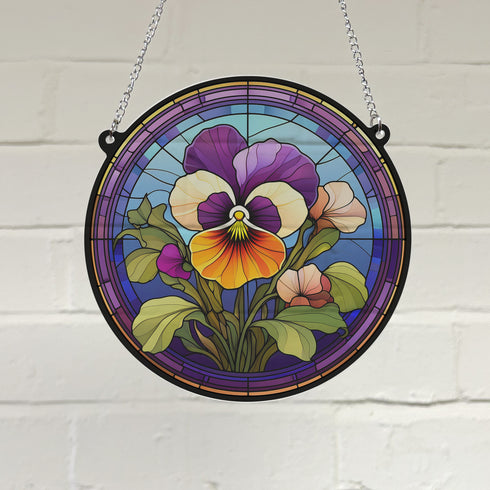 Pansy Stained Glass Effect Suncatcher
